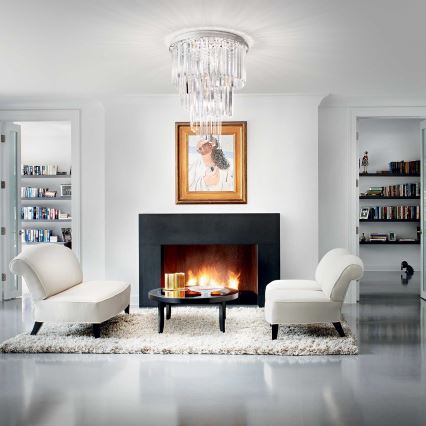 Ideal Lux - Loftlampe i krystal CARLTON 12xE14/40W/230V diameter 50 cm skinnende krom