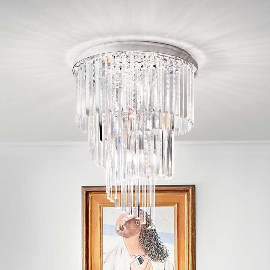 Ideal Lux - Loftlampe i krystal CARLTON 12xE14/40W/230V diameter 50 cm skinnende krom