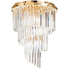 Ideal Lux - Loftlampe i krystal CARLTON 12xE14/40W/230V guldfarvet