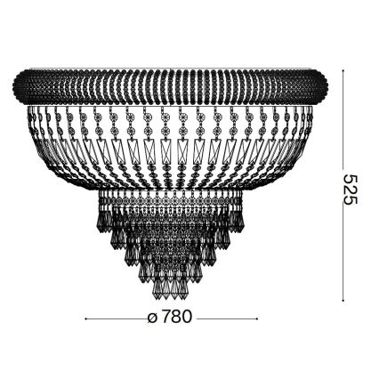 Ideal Lux - Loftlampe i krystal DUBAI 24xE14/28W/230V diameter 78 cm guldfarvet
