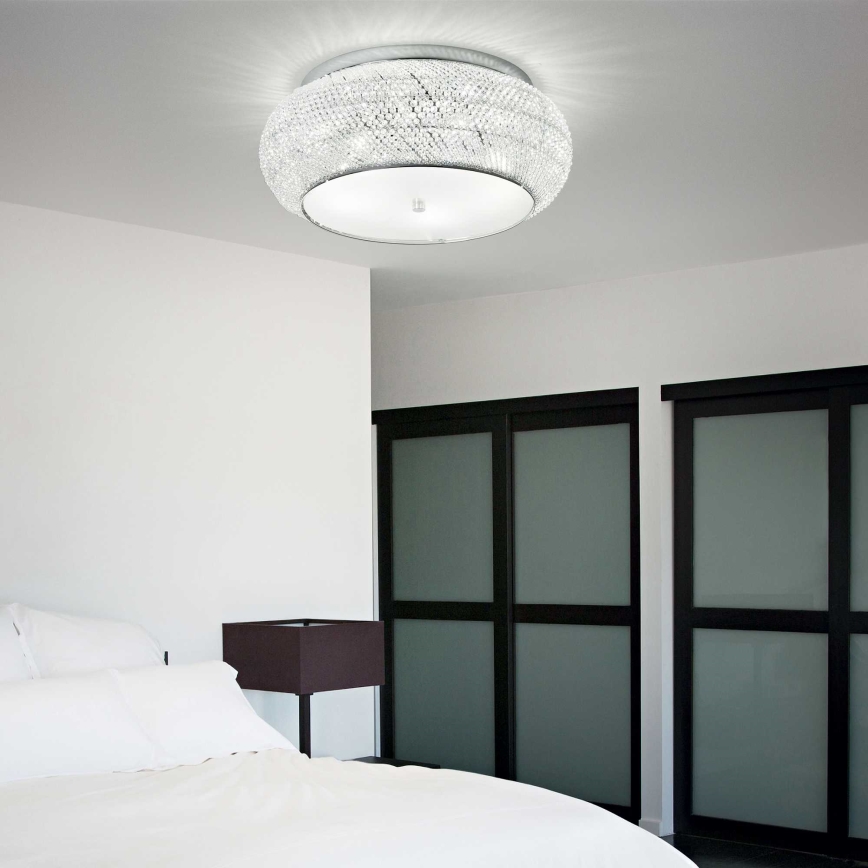 Ideal Lux - Loftlampe i krystal PASHA 10xE14/40W/230V diameter 55 skinnende krom