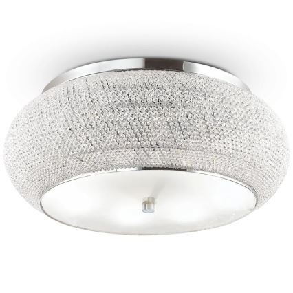 Ideal Lux - Loftlampe i krystal PASHA 14xE14/40W/230V diameter 65 skinnende krom