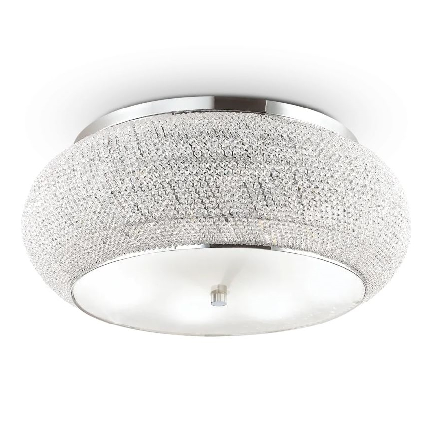 Ideal Lux - Loftlampe i krystal PASHA 14xE14/40W/230V diameter 65 skinnende krom