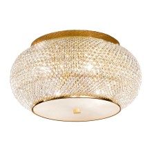 Ideal Lux - Loftlampe i krystal PASHA 6xE14/40W/230V diameter 40 cm guldfarvet
