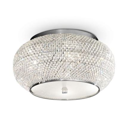 Ideal Lux - Loftlampe i krystal PASHA 6xE14/40W/230V diameter 40 cm skinnende krom