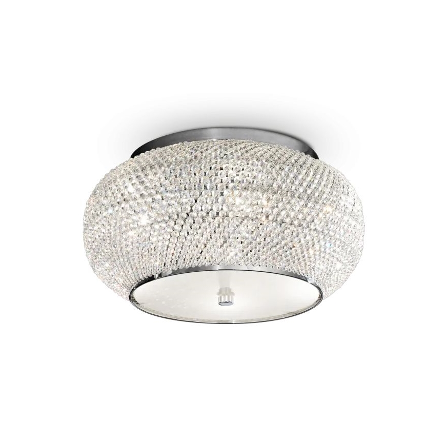 Ideal Lux - Loftlampe i krystal PASHA 6xE14/40W/230V diameter 40 cm skinnende krom