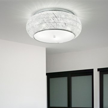Ideal Lux - Loftlampe i krystal PASHA 6xE14/40W/230V diameter 40 cm skinnende krom