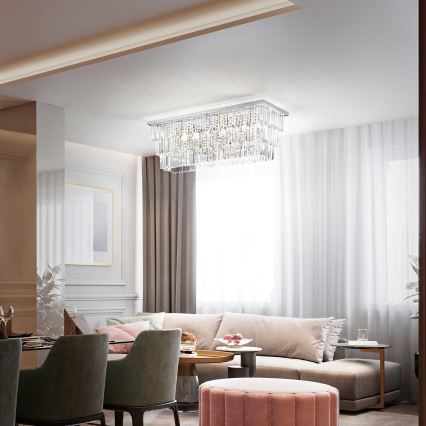 Ideal Lux - Loftlampe MARTINEZ 8xE14/40W/230V blank krom