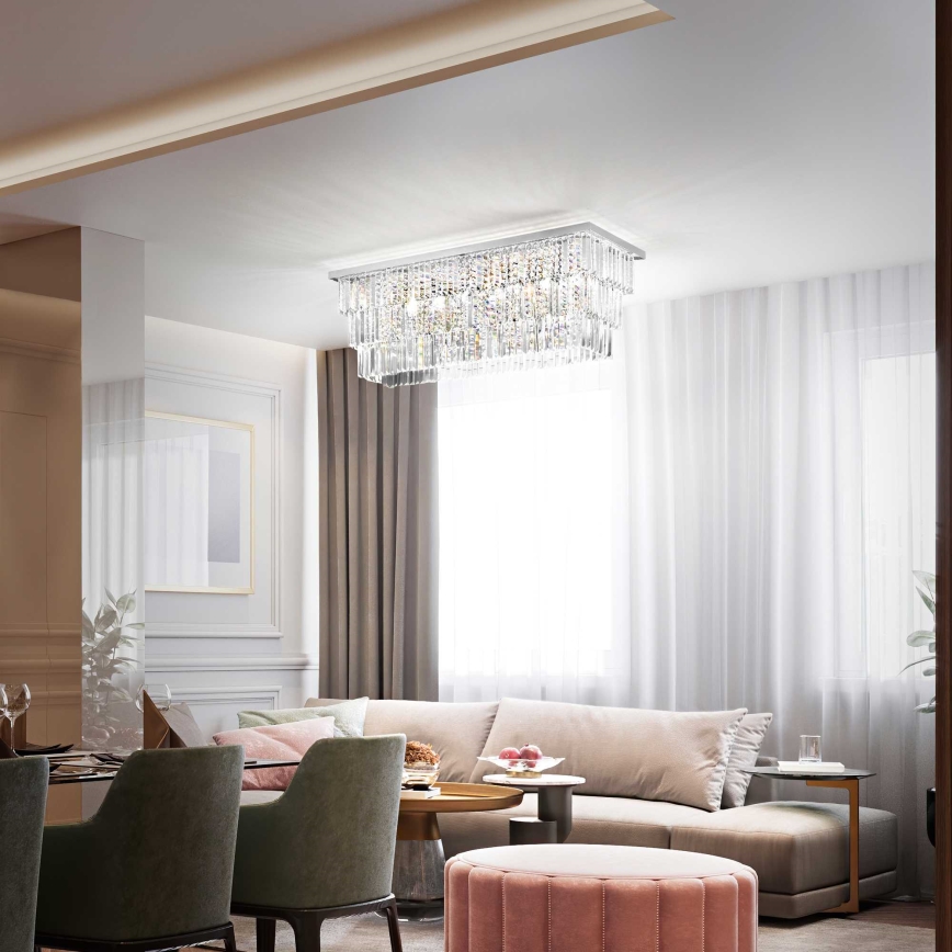 Ideal Lux - Loftlampe MARTINEZ 8xE14/40W/230V blank krom