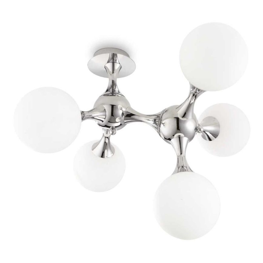 Ideal Lux - Loftlampe NODI 5xE14/28W/230V skinnende krom/hvid