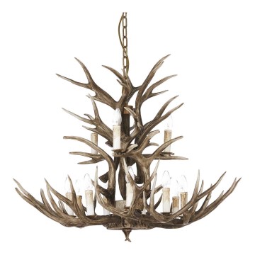 Ideal Lux - Loftlampe på kæde CHALET 12xE14/40W/230V hjortegevir