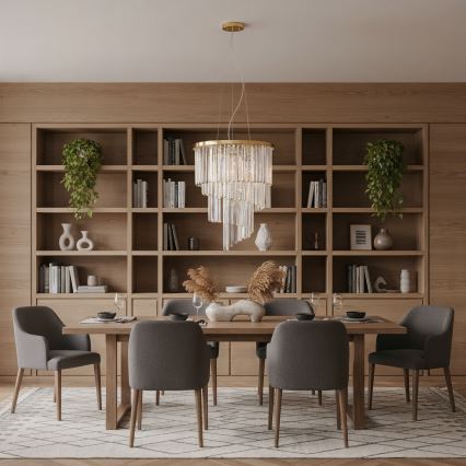 Ideal Lux - Lysekrone i krystal CARLTON 12xE14/40W/230V diameter 50 cm guldfarvet