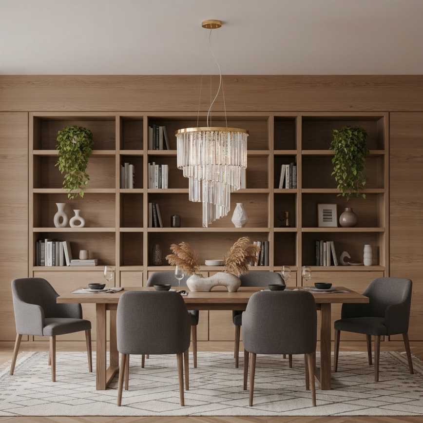 Ideal Lux - Lysekrone i krystal CARLTON 12xE14/40W/230V diameter 50 cm guldfarvet