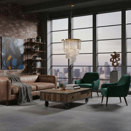 Ideal Lux - Lysekrone i krystal CARLTON 12xE14/40W/230V diameter 50 cm guldfarvet