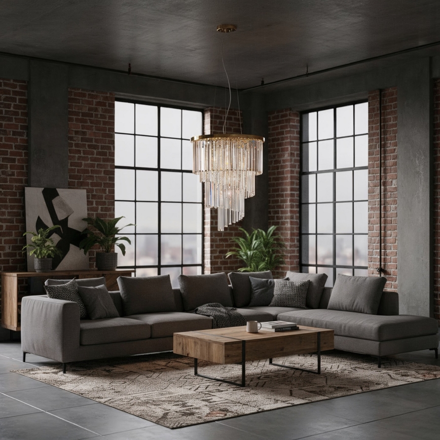 Ideal Lux - Lysekrone i krystal CARLTON 12xE14/40W/230V diameter 50 cm guldfarvet