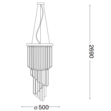 Ideal Lux - Lysekrone i krystal CARLTON 12xE14/40W/230V diameter 50 cm guldfarvet