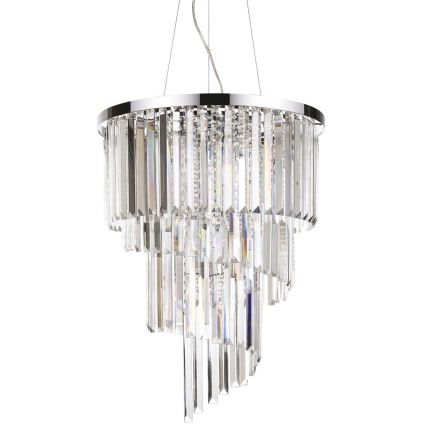 Ideal Lux - Lysekrone i krystal CARLTON 12xE14/40W/230V diameter 50 cm skinnende krom