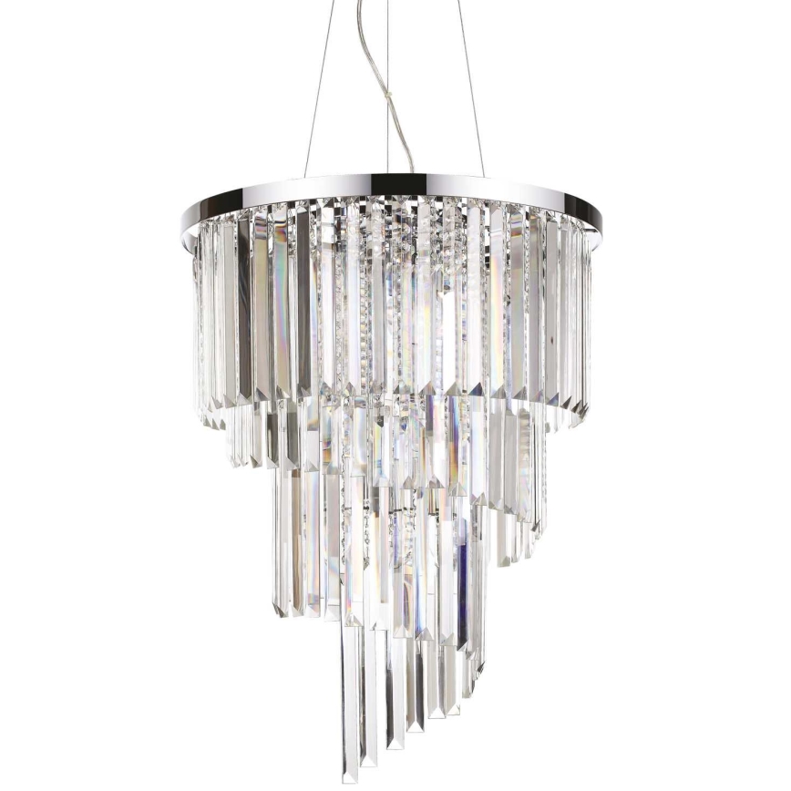 Ideal Lux - Lysekrone i krystal CARLTON 12xE14/40W/230V diameter 50 cm skinnende krom