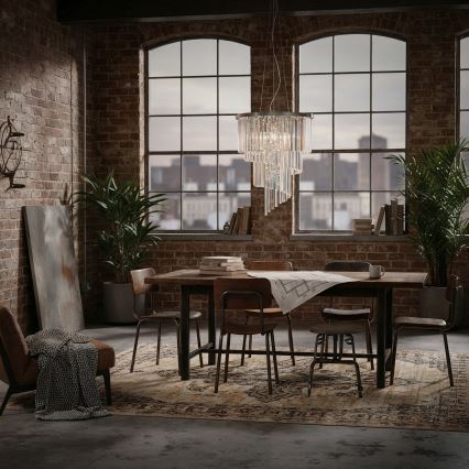 Ideal Lux - Lysekrone i krystal CARLTON 12xE14/40W/230V diameter 50 cm skinnende krom