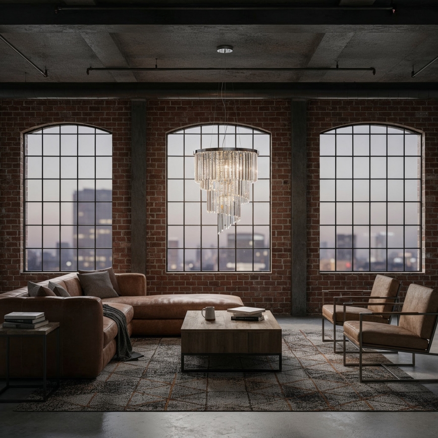 Ideal Lux - Lysekrone i krystal CARLTON 12xE14/40W/230V diameter 50 cm skinnende krom