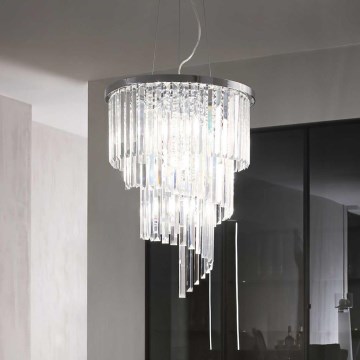 Ideal Lux - Lysekrone i krystal CARLTON 12xE14/40W/230V diameter 50 cm skinnende krom