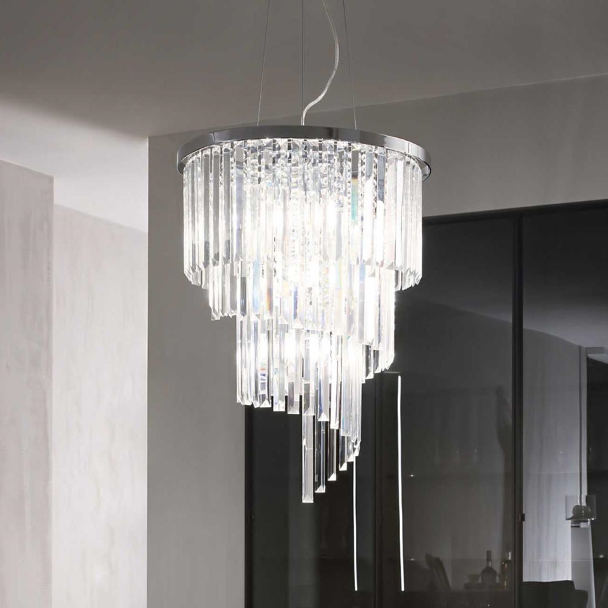 Ideal Lux - Lysekrone i krystal CARLTON 12xE14/40W/230V diameter 50 cm skinnende krom