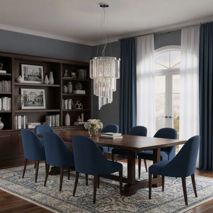 Ideal Lux - Lysekrone i krystal CARLTON 8xE14/40W/230V diameter 40 cm skinnende krom