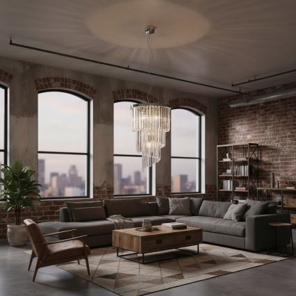 Ideal Lux - Lysekrone i krystal CARLTON 8xE14/40W/230V diameter 40 cm skinnende krom