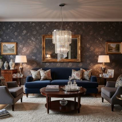 Ideal Lux - Lysekrone i krystal CARLTON 8xE14/40W/230V diameter 40 cm skinnende krom