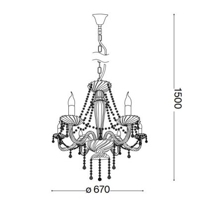 Ideal Lux - Lysekrone i krystal m. kædeophæng AMADEUS 6xE14/40W/230V diameter 67 cm transparent