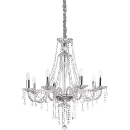Ideal Lux - Lysekrone i krystal m. kædeophæng AMADEUS 8xE14/40W/230V diameter 80 cm transparent