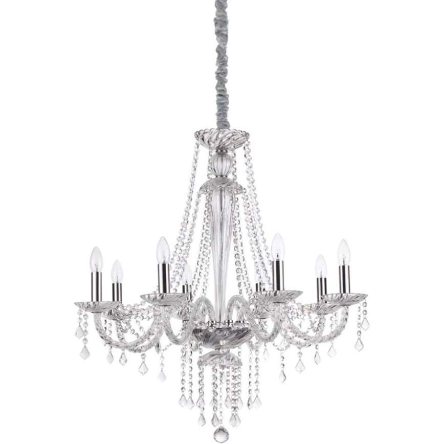 Ideal Lux - Lysekrone i krystal m. kædeophæng AMADEUS 8xE14/40W/230V diameter 80 cm transparent