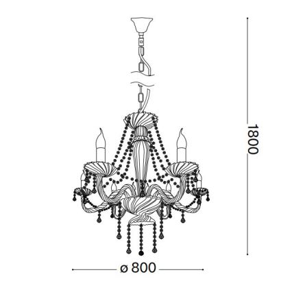 Ideal Lux - Lysekrone i krystal m. kædeophæng AMADEUS 8xE14/40W/230V diameter 80 cm transparent