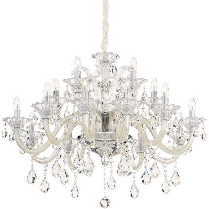 Ideal Lux - Lysekrone i krystal m. kædeophæng COLOSSAL 15xE14/40W/230V diameter 95 cm cremefarvet/skinnende krom