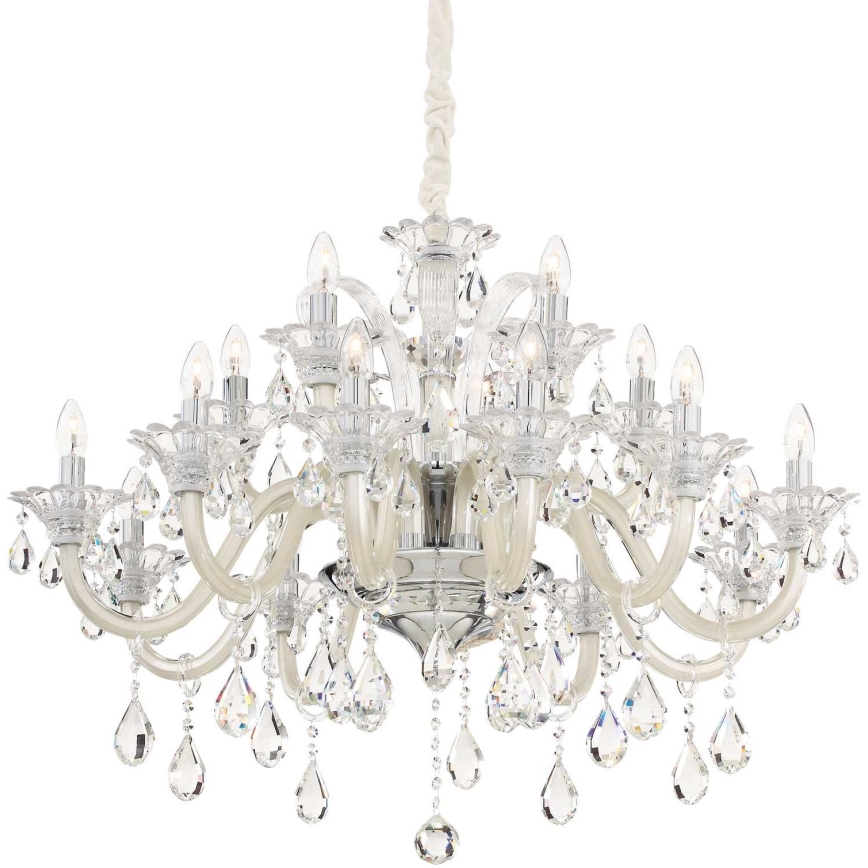 Ideal Lux - Lysekrone i krystal m. kædeophæng COLOSSAL 15xE14/40W/230V diameter 95 cm cremefarvet/skinnende krom
