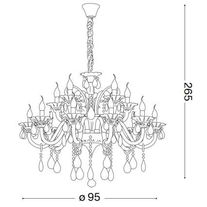 Ideal Lux - Lysekrone i krystal m. kædeophæng COLOSSAL 15xE14/40W/230V diameter 95 cm grå/skinnende krom