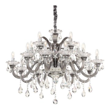 Ideal Lux - Lysekrone i krystal m. kædeophæng COLOSSAL 15xE14/40W/230V diameter 95 cm grå/skinnende krom