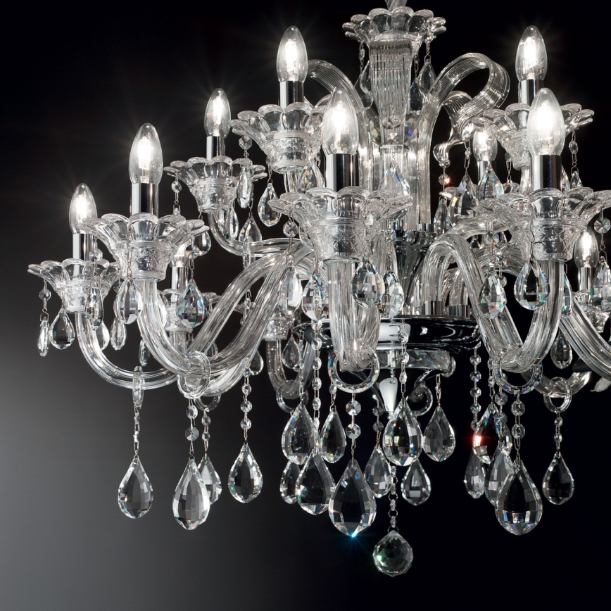 Ideal Lux - Lysekrone i krystal m. kædeophæng COLOSSAL 15xE14/40W/230V diameter 95 cm transparent/skinnende krom