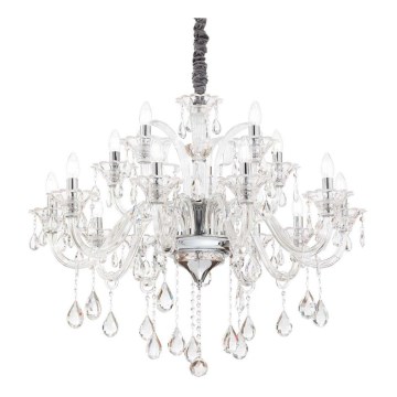 Ideal Lux - Lysekrone i krystal m. kædeophæng COLOSSAL 15xE14/40W/230V diameter 95 cm transparent/skinnende krom