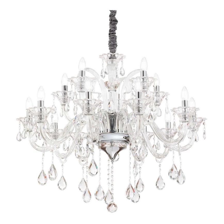 Ideal Lux - Lysekrone i krystal m. kædeophæng COLOSSAL 15xE14/40W/230V diameter 95 cm transparent/skinnende krom