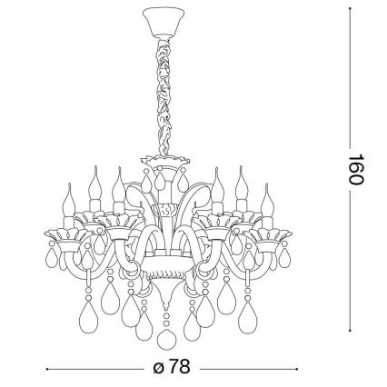 Ideal Lux - Lysekrone i krystal m. kædeophæng COLOSSAL 8xE14/40W/230V diameter 78 cm cremefarvet/skinnende krom