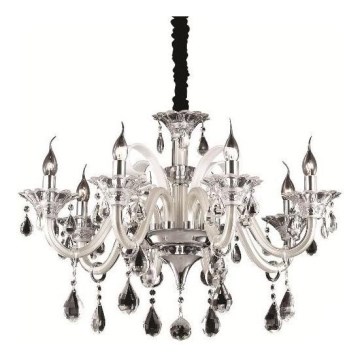 Ideal Lux - Lysekrone i krystal m. kædeophæng COLOSSAL 8xE14/40W/230V diameter 78 cm cremefarvet/skinnende krom