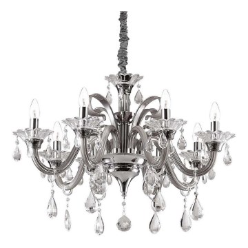 Ideal Lux - Lysekrone i krystal m. kædeophæng COLOSSAL 8xE14/40W/230V diameter 78 cm grå/skinnende krom
