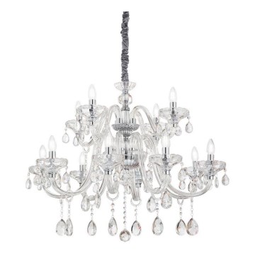 Ideal Lux - Lysekrone i krystal m. kædeophæng CONTINENTAL 12xE14/40W/230V diameter 86 cm transparent