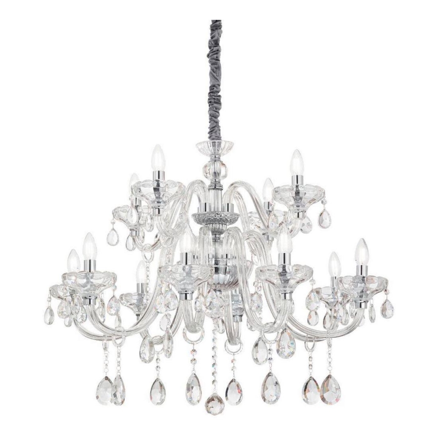 Ideal Lux - Lysekrone i krystal m. kædeophæng CONTINENTAL 12xE14/40W/230V diameter 86 cm transparent
