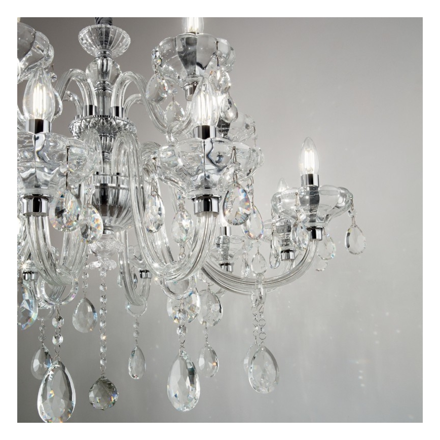 Ideal Lux - Lysekrone i krystal m. kædeophæng CONTINENTAL 12xE14/40W/230V diameter 86 cm transparent