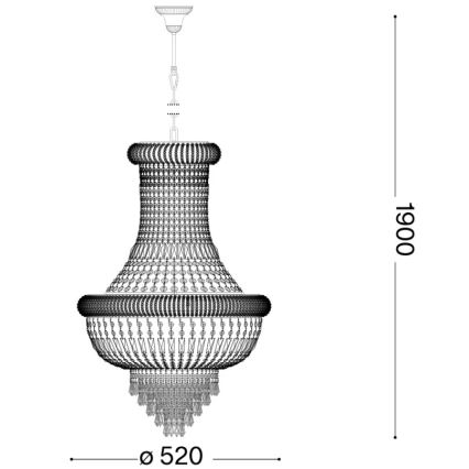Ideal Lux - Lysekrone i krystal m. kædeophæng DUBAI 10xE14/28W/230V diameter 52 cm skinnende krom