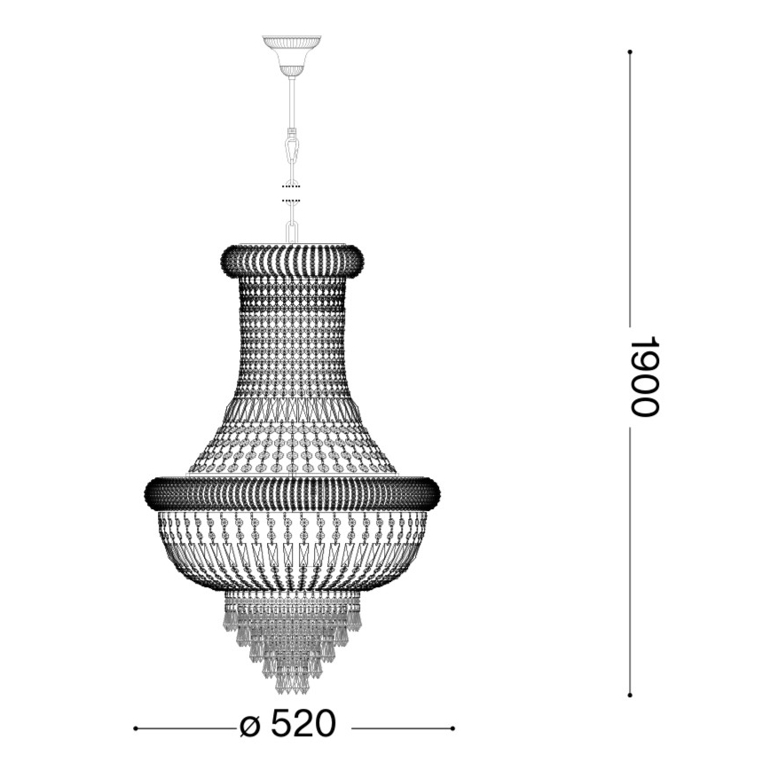 Ideal Lux - Lysekrone i krystal m. kædeophæng DUBAI 10xE14/28W/230V diameter 52 cm skinnende krom