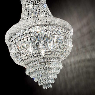 Ideal Lux - Lysekrone i krystal m. kædeophæng DUBAI 10xE14/28W/230V diameter 52 cm skinnende krom