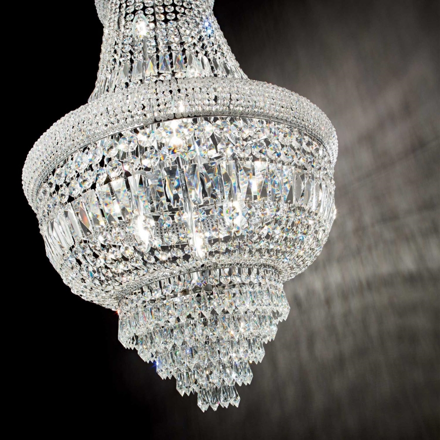 Ideal Lux - Lysekrone i krystal m. kædeophæng DUBAI 10xE14/28W/230V diameter 52 cm skinnende krom